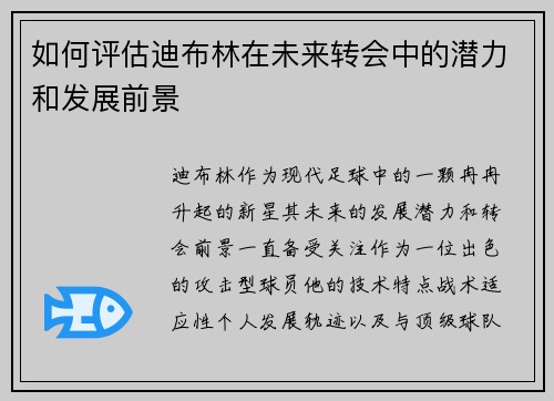 如何评估迪布林在未来转会中的潜力和发展前景